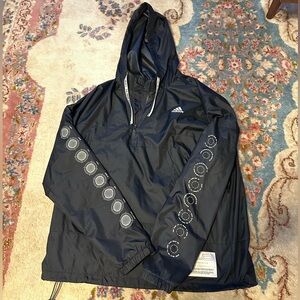 Adidas Sport Day Windbreaker Anorak Jacket Hoodie Black Size Large